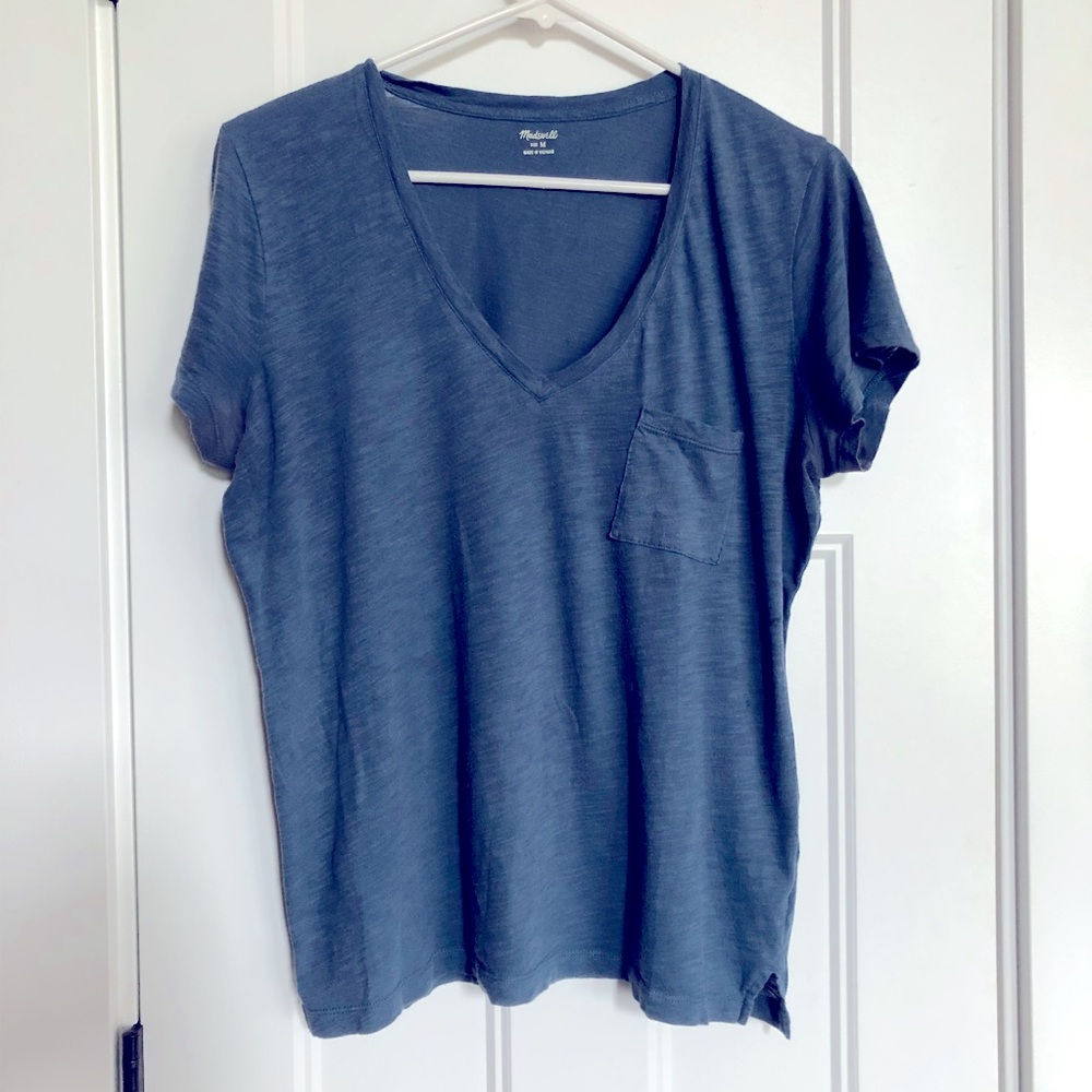 (Madewell) Dusty Navy Vneck Tee - SMALL